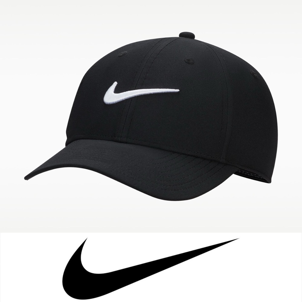 Nike Dri-FIT Club Structured Swoosh Cap Hat Black White Size M/L FB5625-010
